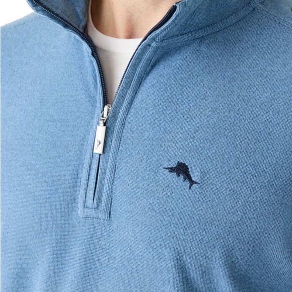 Tommy Bahama Other - Tommy Bahama Men's Light Blue Mid Zip Knit Sweater